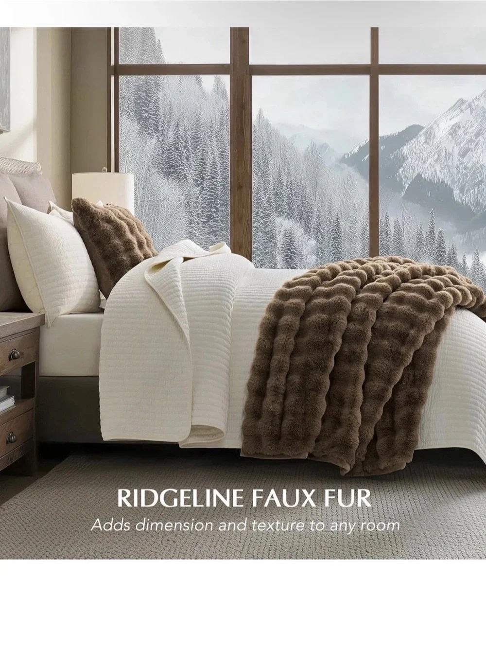 Sumptuous Taupe Faux Fur Throw Blanket - Luxury Cozy Layer